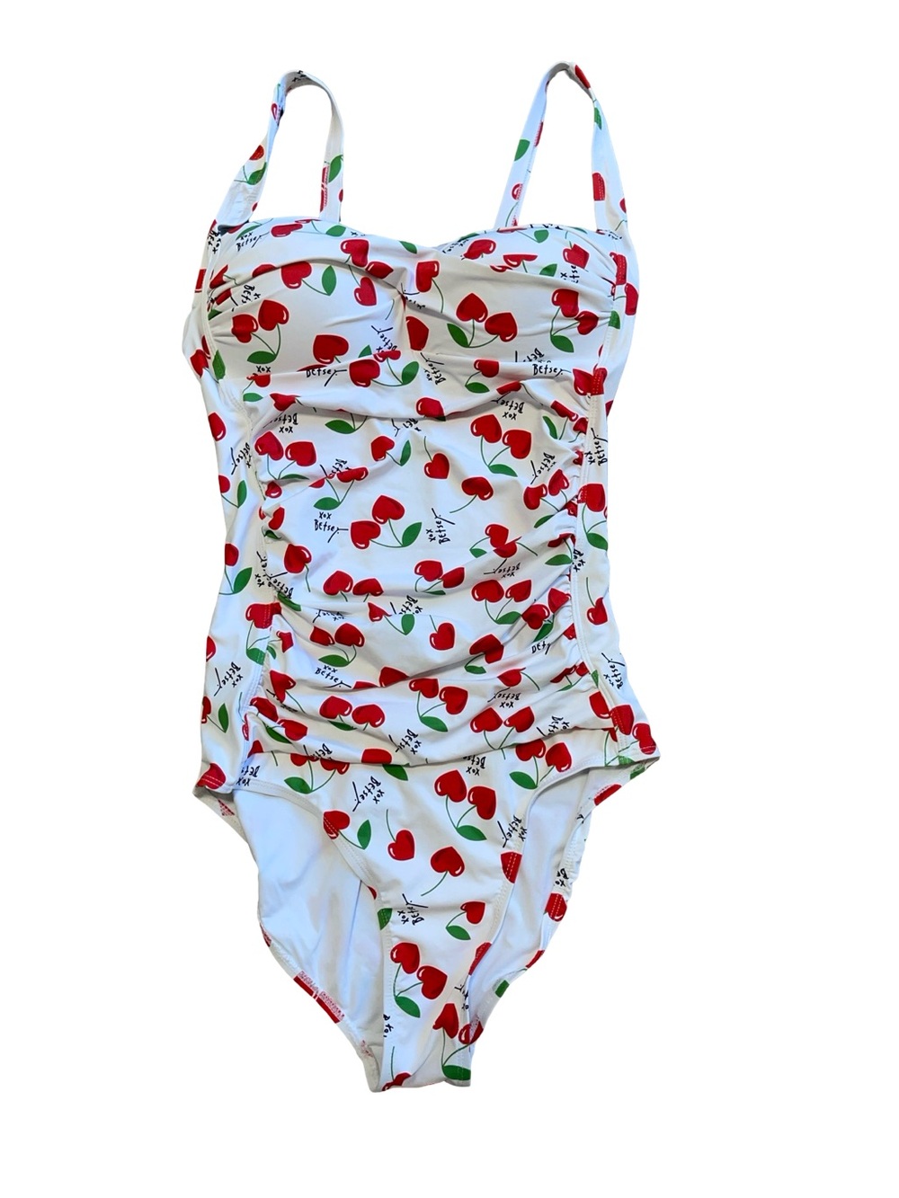 Betsey Johnson X Fashion Nova Cherry Bomb Print Ruched One Piece Swimsuit size S